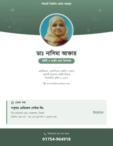 ডাঃ নাসিমা আক্তার — গাইনী এন্ড অবস বিশেষজ্ঞ